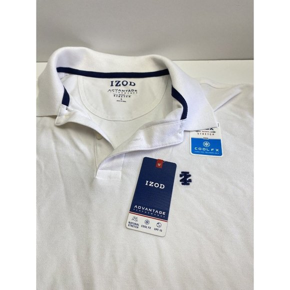 izod Polo Shirt Mens White Golf T-Shirt Collared Size Large, New - Picture 7 of 12